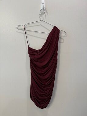 Banana Republic One-Shoulder Ruched Top in Burgundy NWT Size M